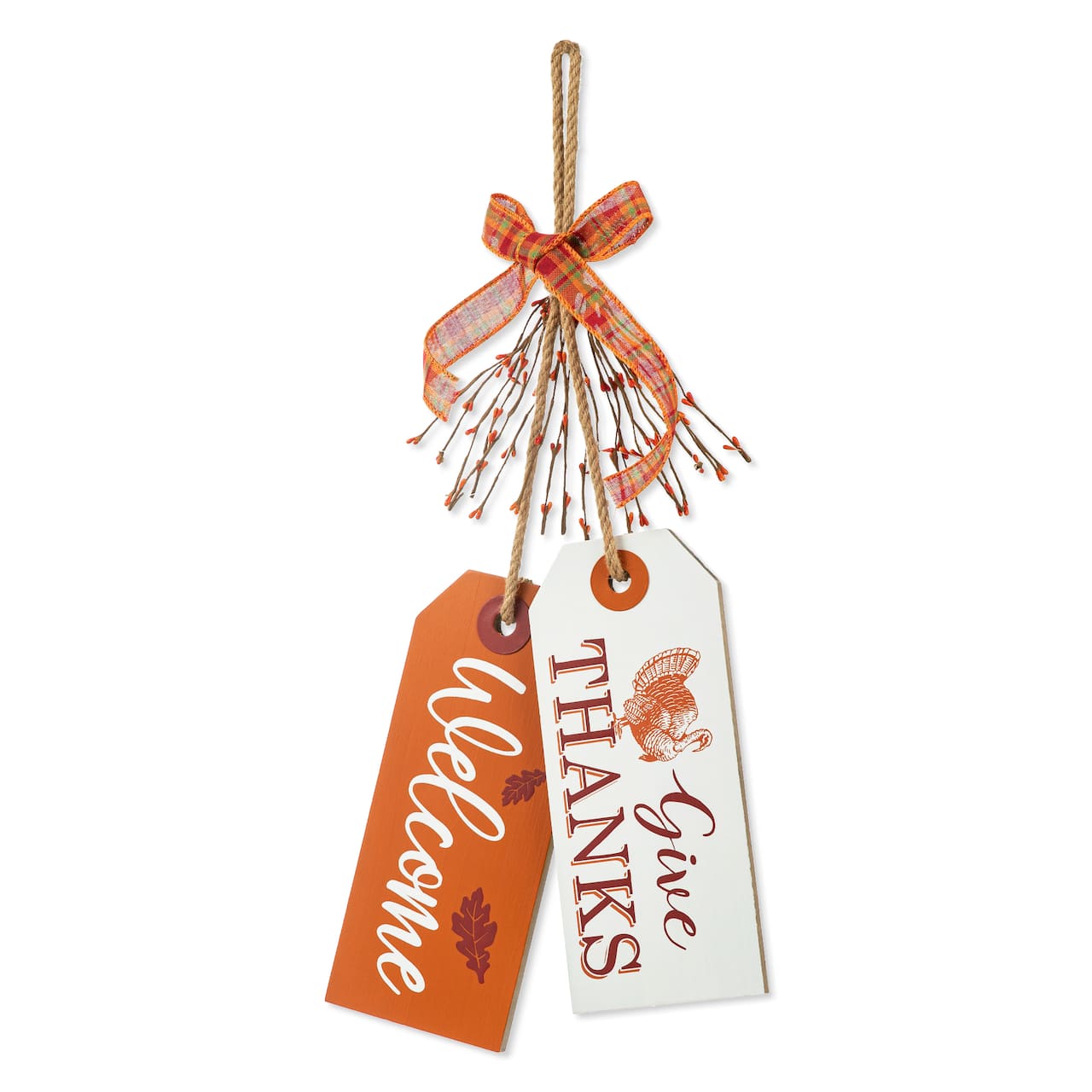 Glitzhome&#xAE; 24&#x22; Thanksgiving Wooden &#x22;Give Thanks&#x22; Door Hanger